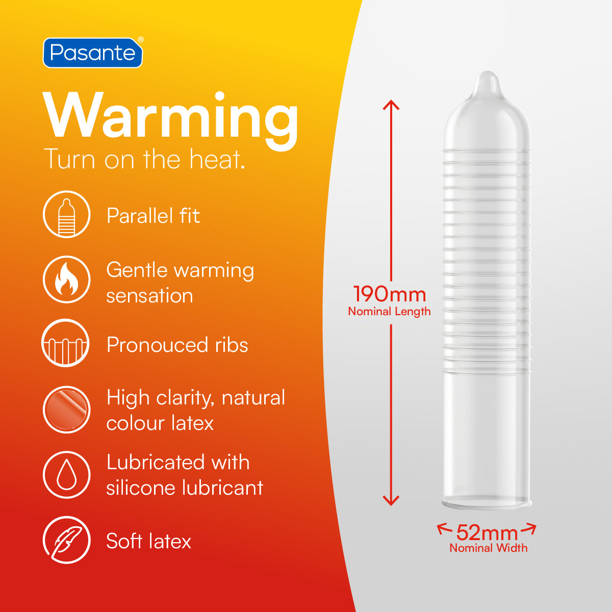 Pasante Warming Condom Specification