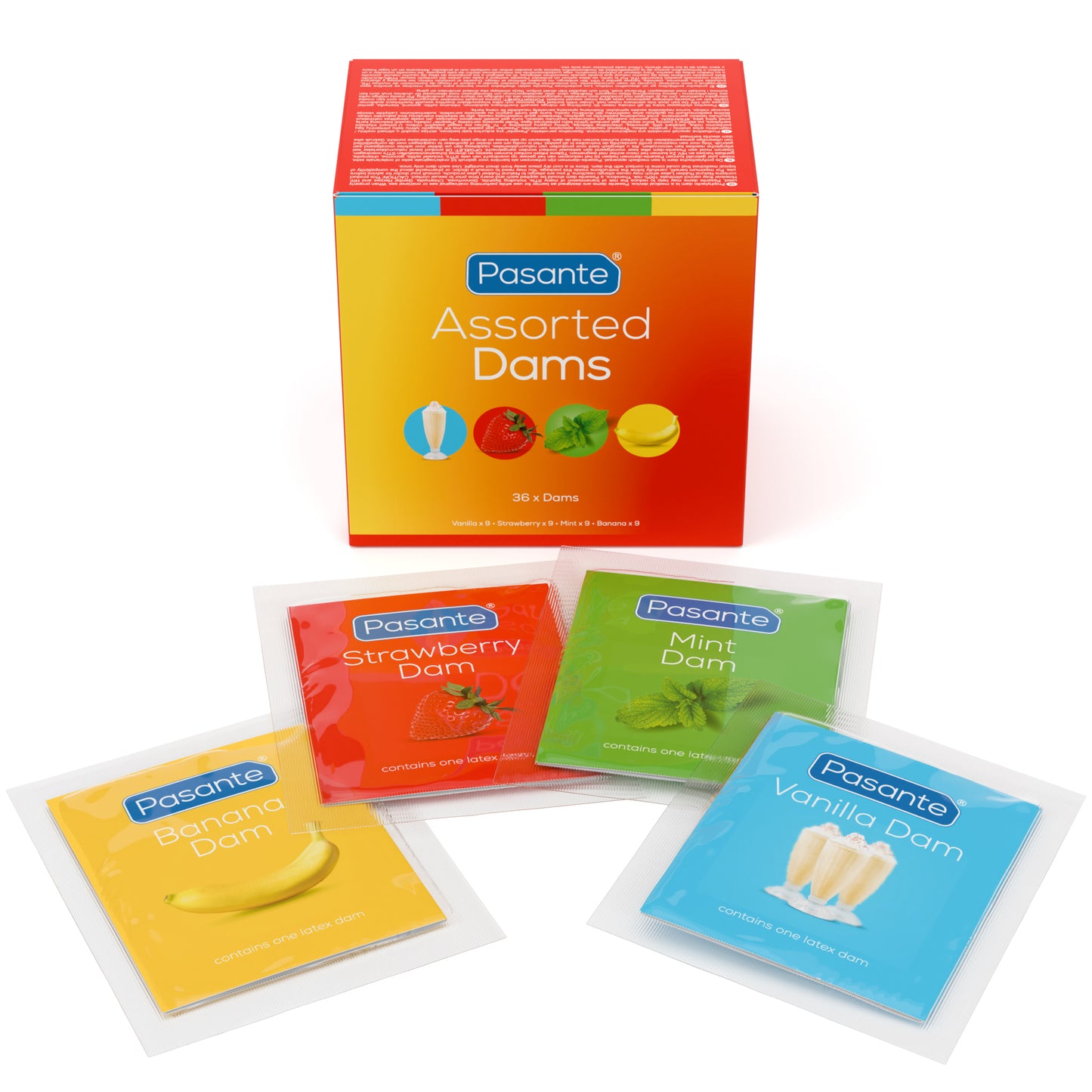 Pasante Oral Dams Assorted 36 Pack