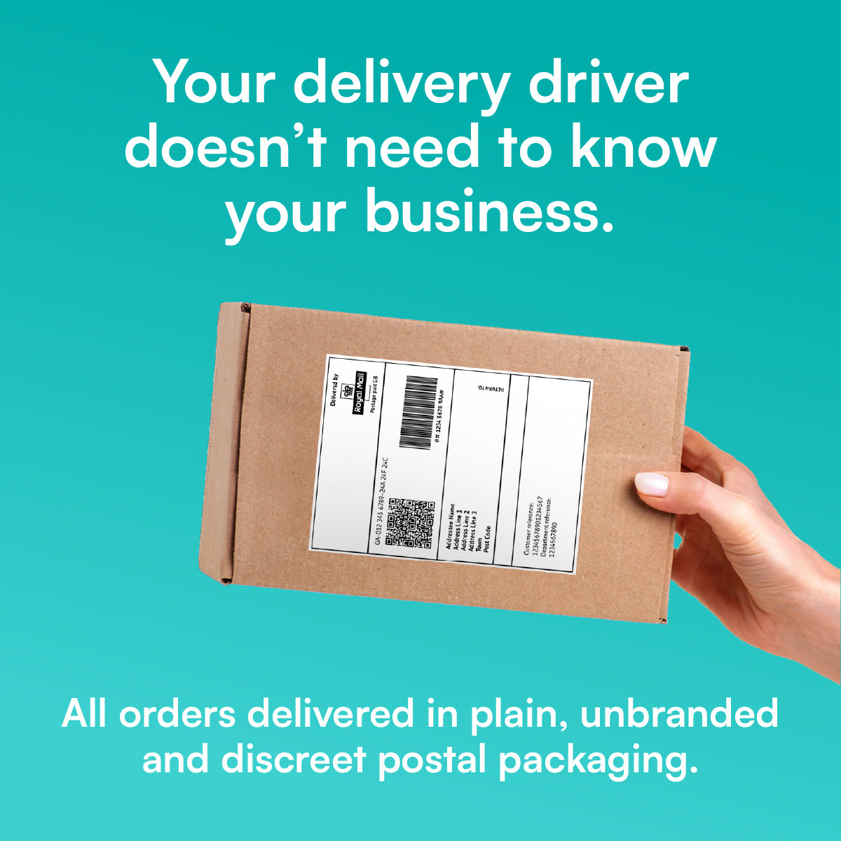 Discreet delivery in unbranded packaging