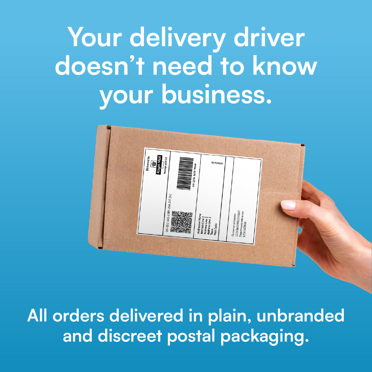 Discreet delivery in unbranded packaging