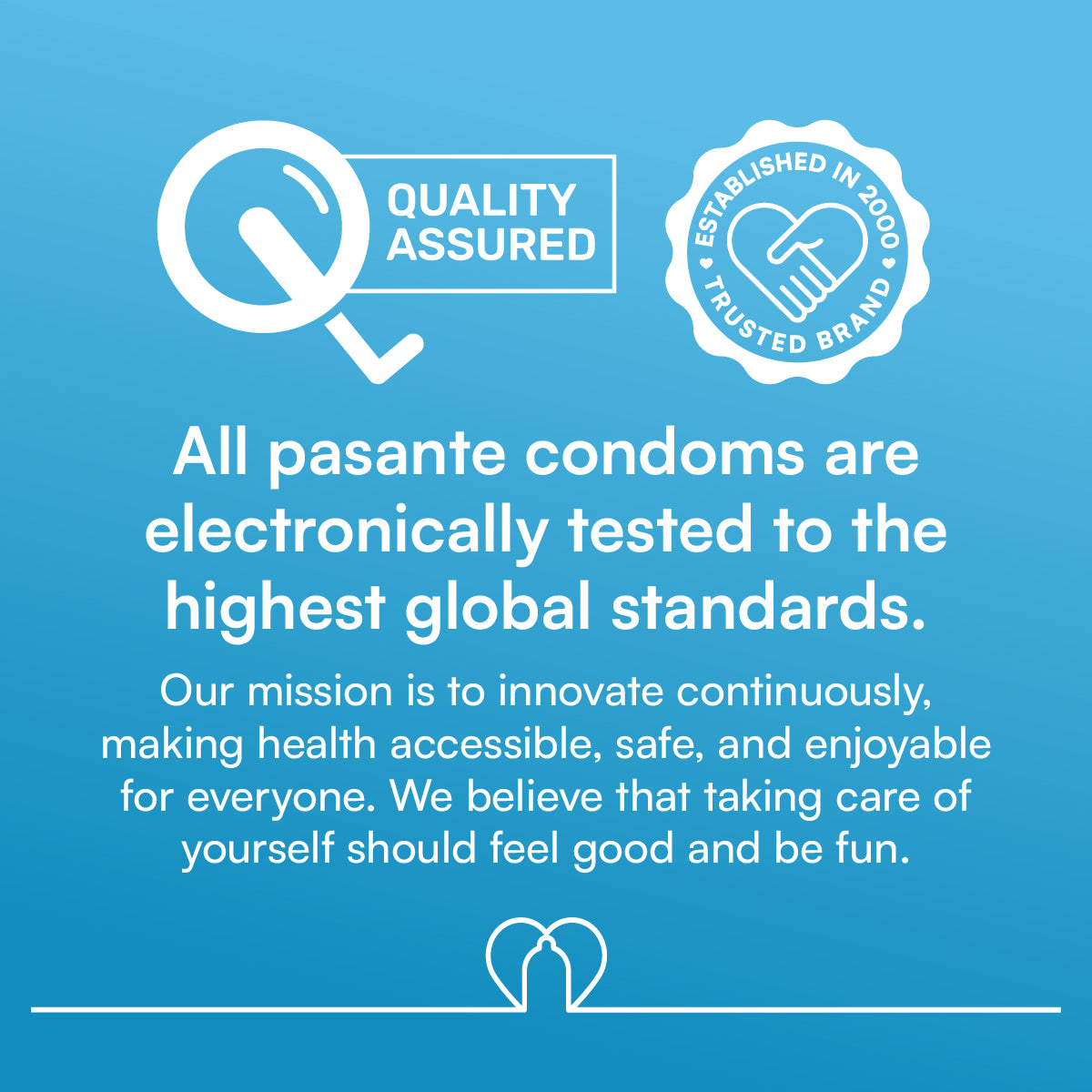 Pasante condoms - quality assured logo and testing standards