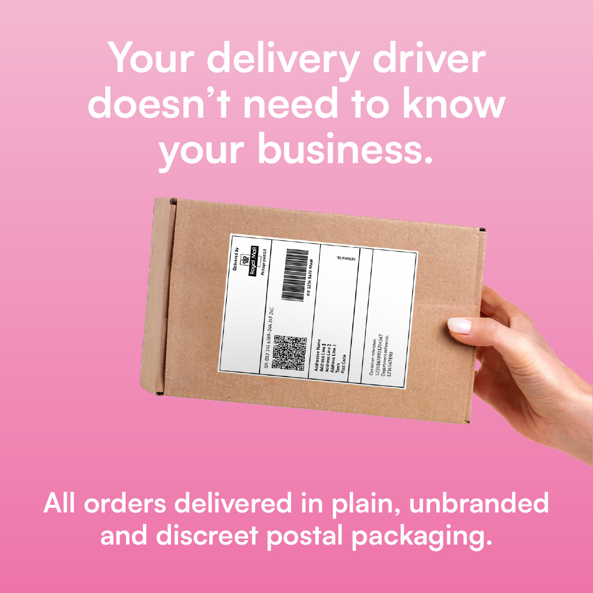 Discreet delivery in unbranded packaging
