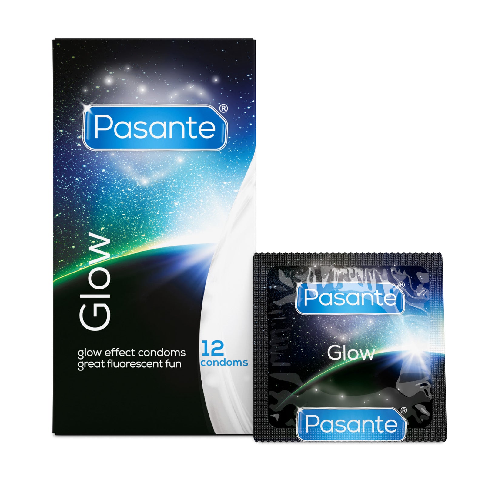Pasante Glow Condoms 12 Pack with Foil