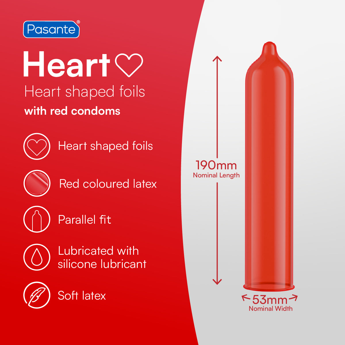 Pasante Heart Condoms Specification