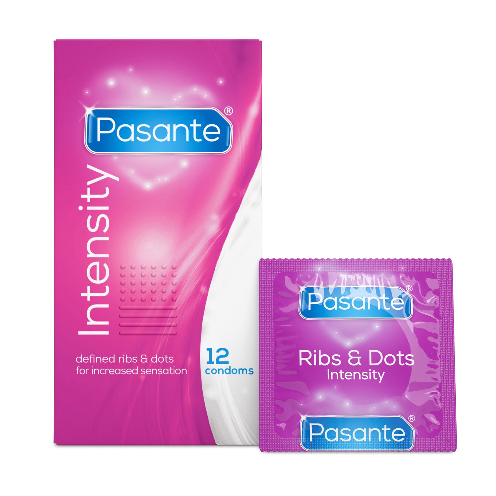 Pasante Intensity ribbed and dotted Condoms 12 Pack
