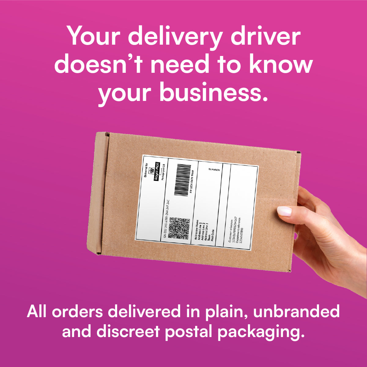 Discreet delivery in unbranded packaging