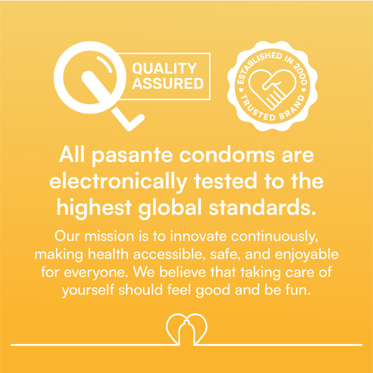 Pasante condoms - quality assured logo and testing standards