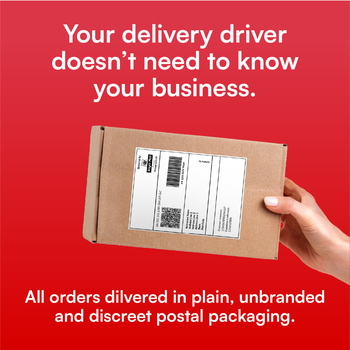 Discreet delivery in unbranded packaging