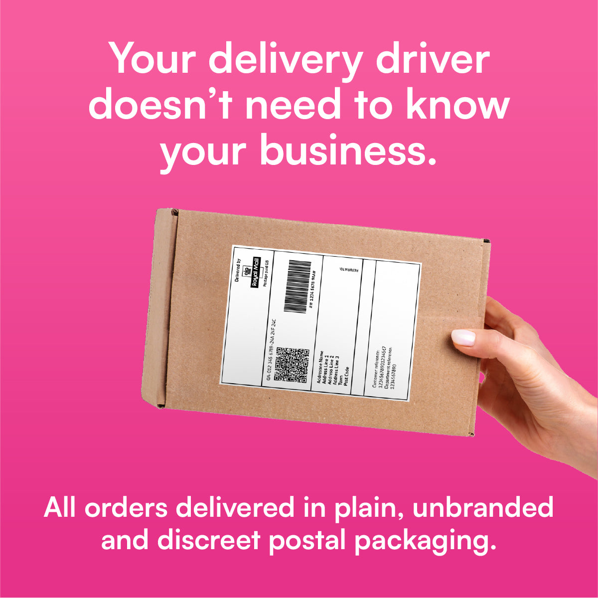 Discreet delivery in unbranded packaging