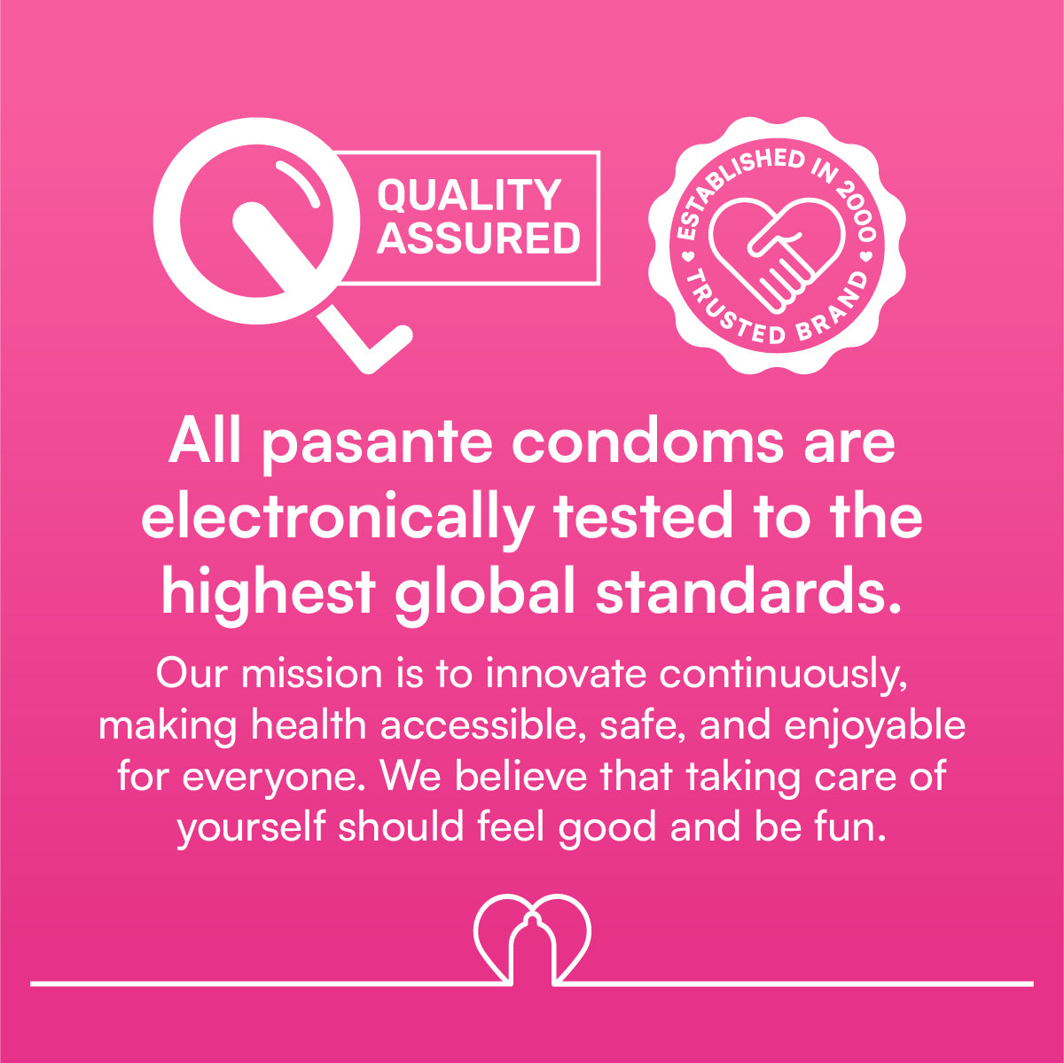 Pasante condoms - quality assured logo and testing standards