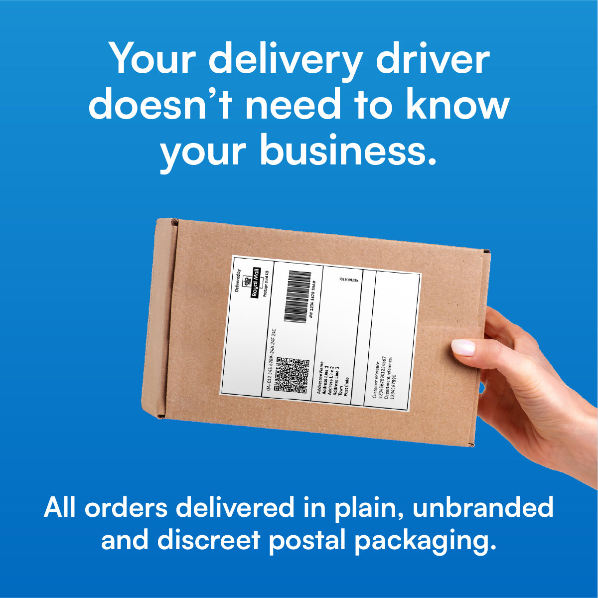 Discreet delivery in unbranded packaging