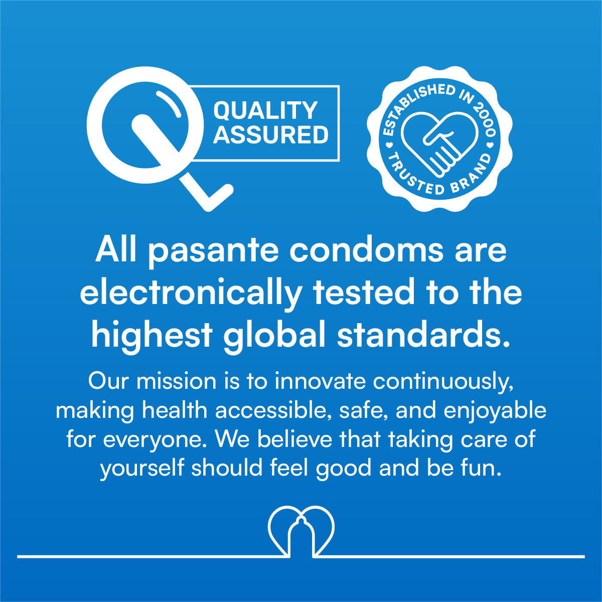 Pasante condoms - quality assured logo and testing standards