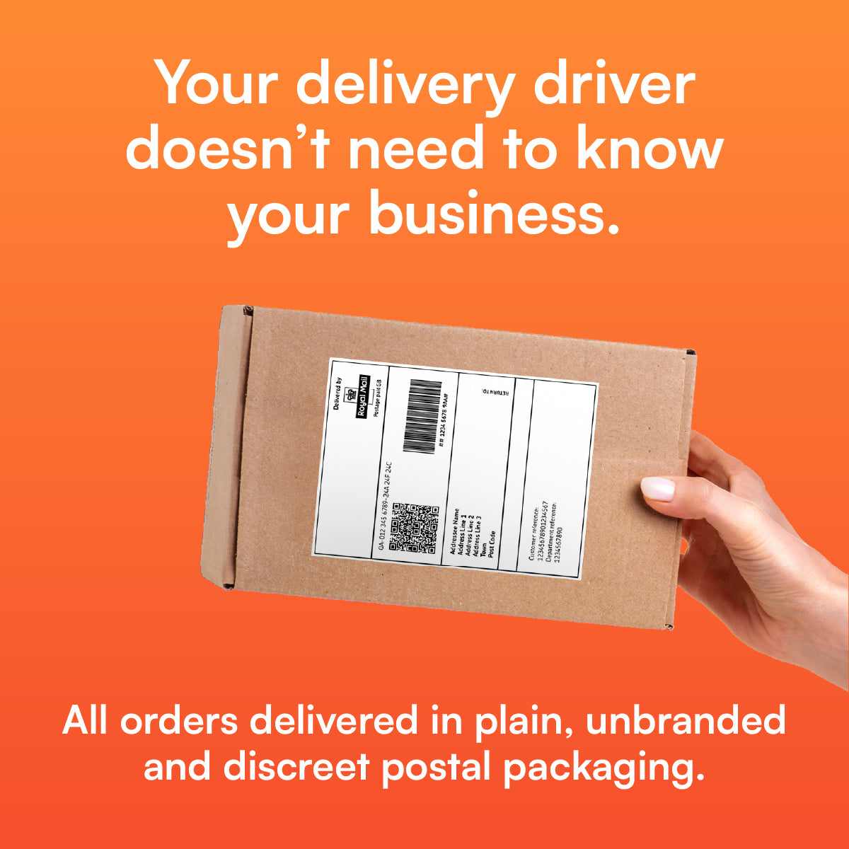 Discreet delivery in unbranded packaging