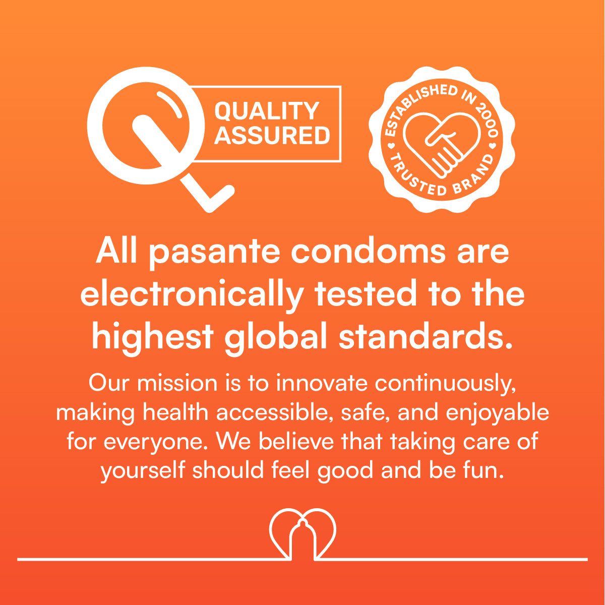Pasante condoms - quality assured logo and testing standards