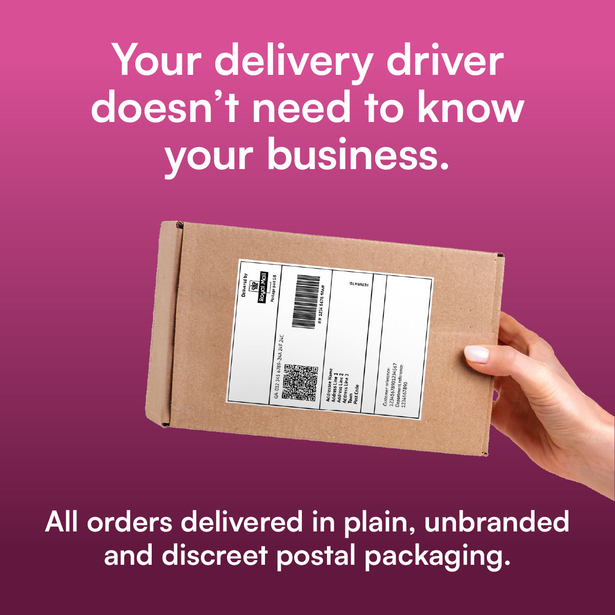 Discreet delivery in unbranded packaging