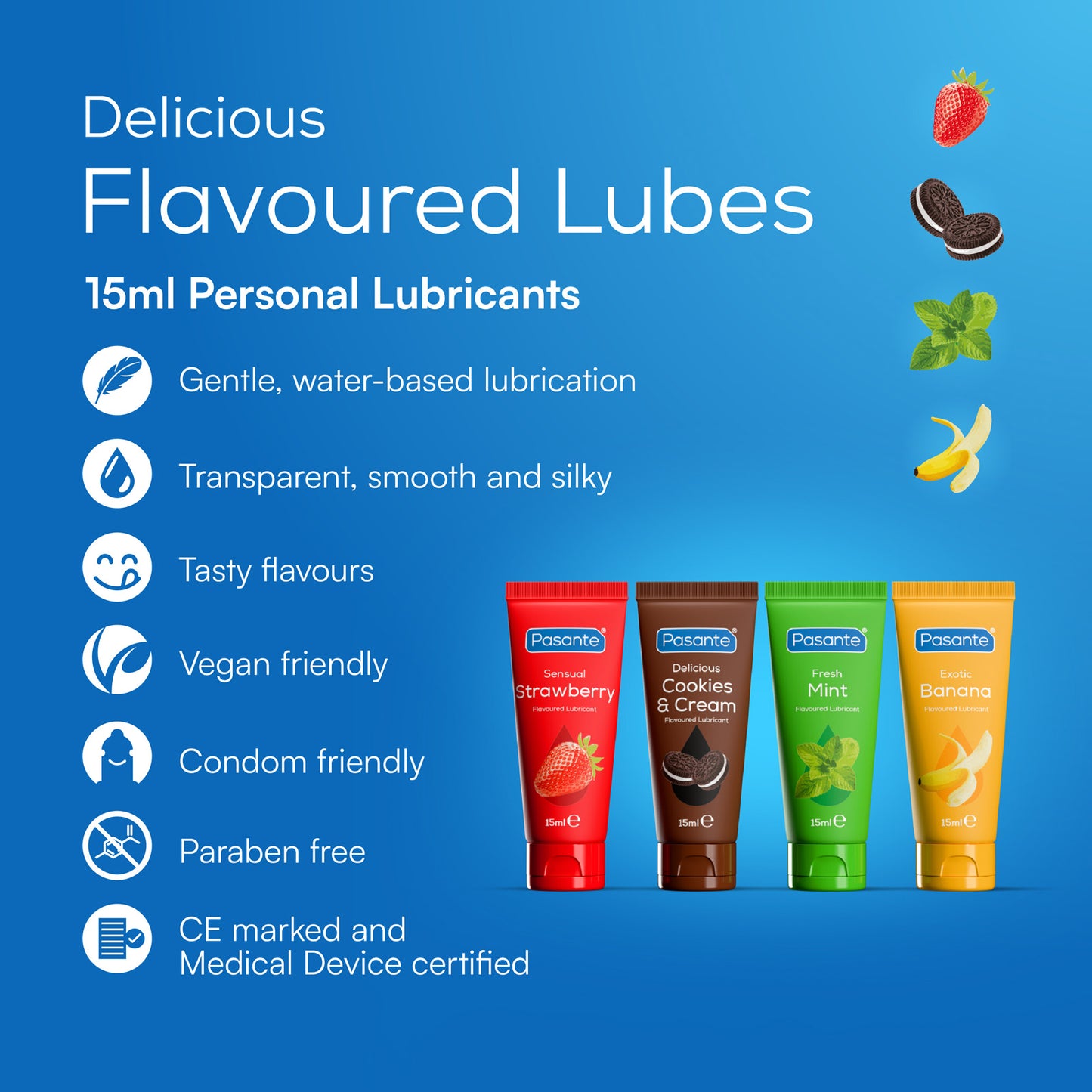 Pasante Mini Lubes Fun Pack - Mixed Flavours in 5 x 15ml Tubes
