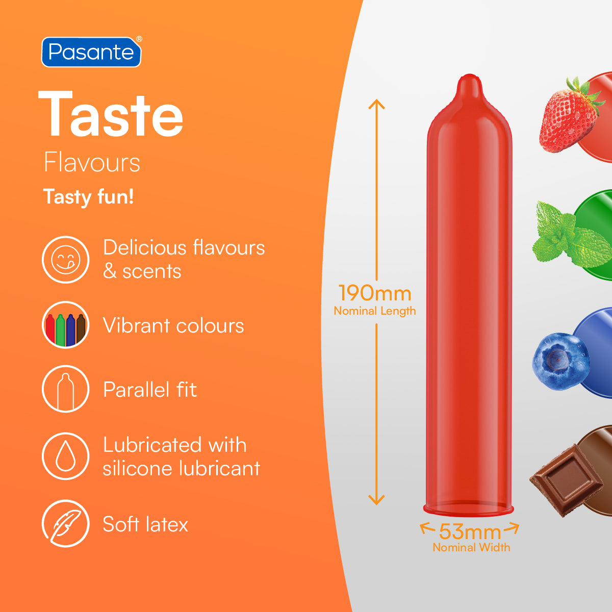 Pasante Taste Flavours Condom Specification