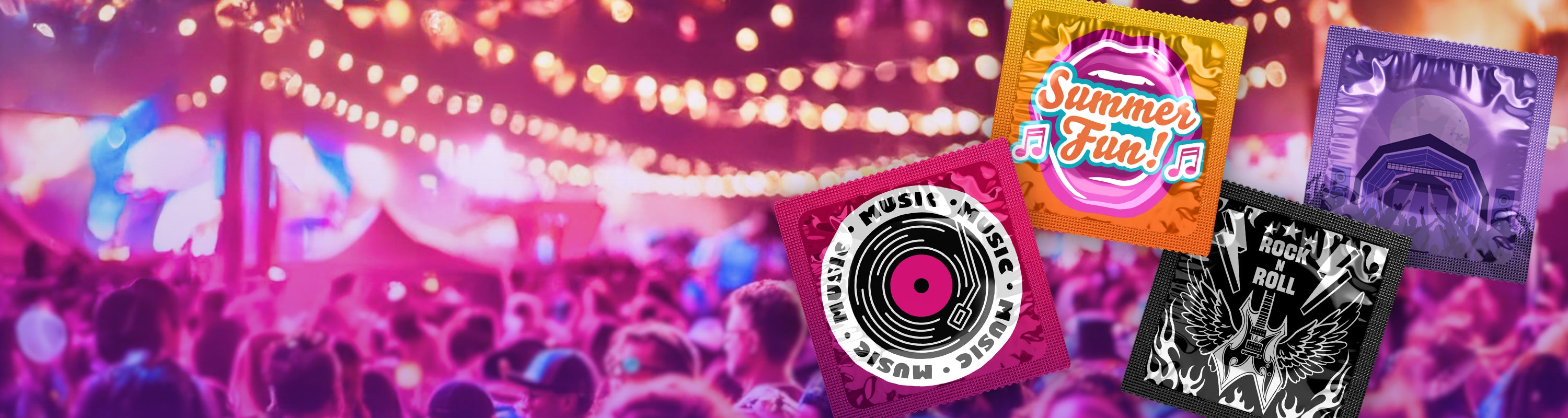 Pasante Festival themed condoms with fun print designs 