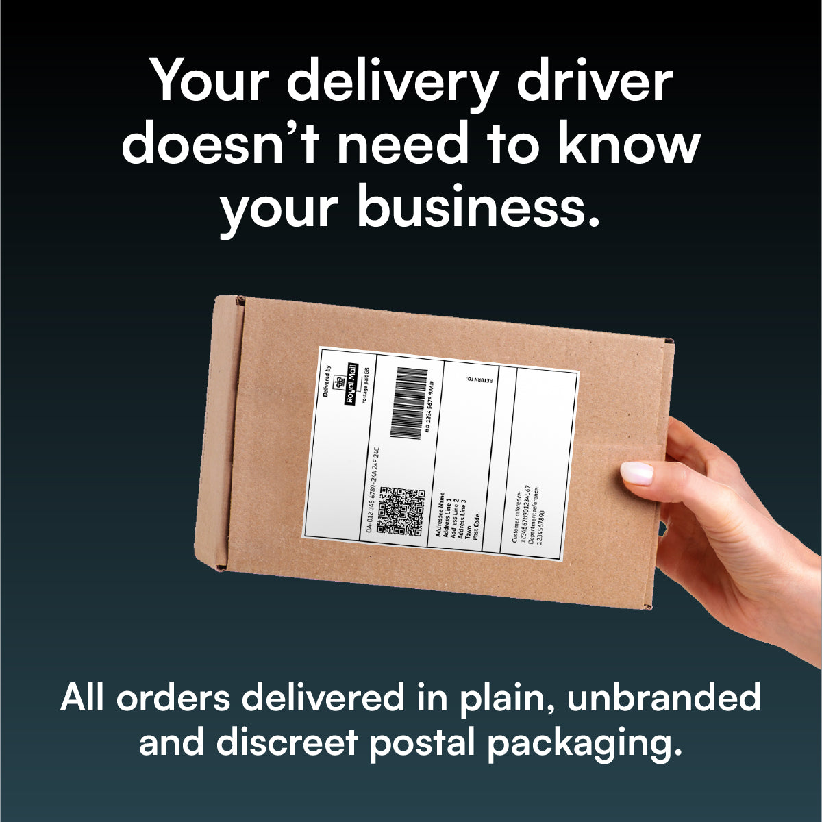 Discreet delivery in unbranded packaging