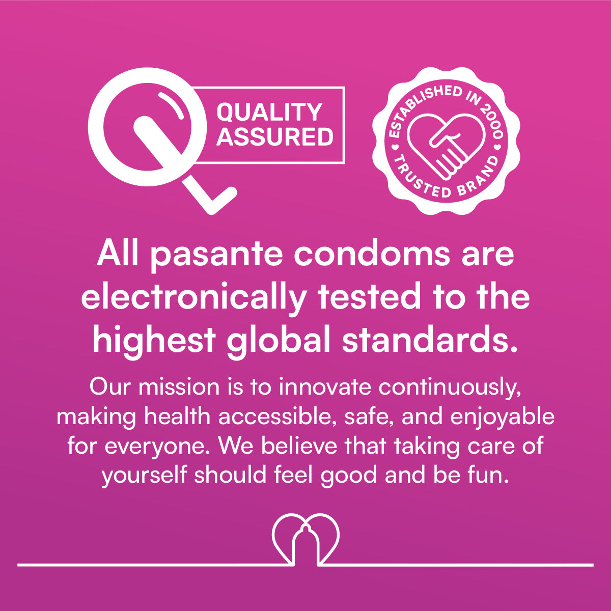 Pasante condoms - quality assured logo and testing standards 