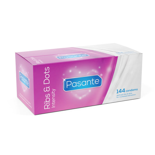 Pasante Intensity Ribs and Dots Condoms 144 Clinic Pack