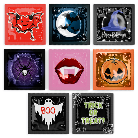 Pasante Halloween condom designs
