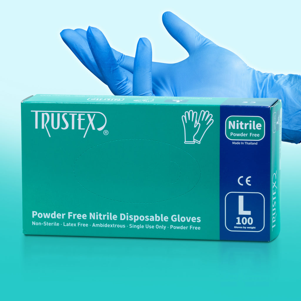 Trustex Nitrile Disposable Gloves - Powder Free - 100 Pack - Large