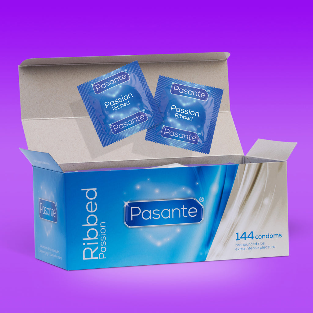 Pasante Passion Ribbed Condoms 144 Box